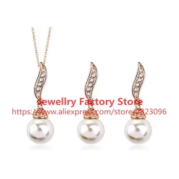

200sets/lot fashion peal crystal necklace wedding necklace earrings set bride jewelry wholesale crystal necklace earrings set