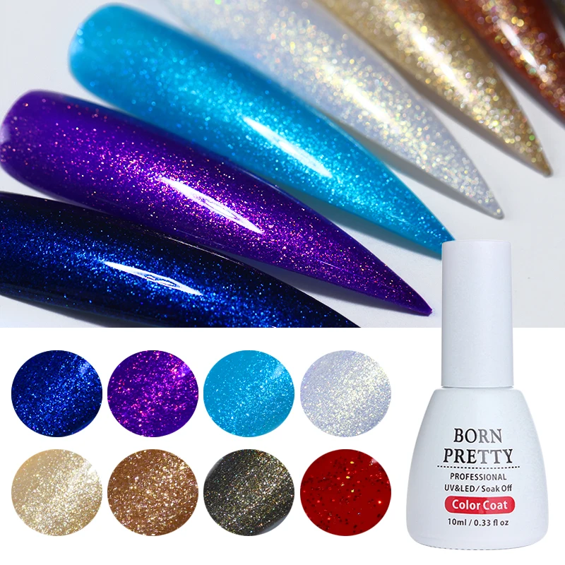 BORN PRETTY Holographic Glitter Nail Gel Polish 10ml Colorful Shining Soak Off UV Gel Vanish Manicure Nail Art UV Gel Polish