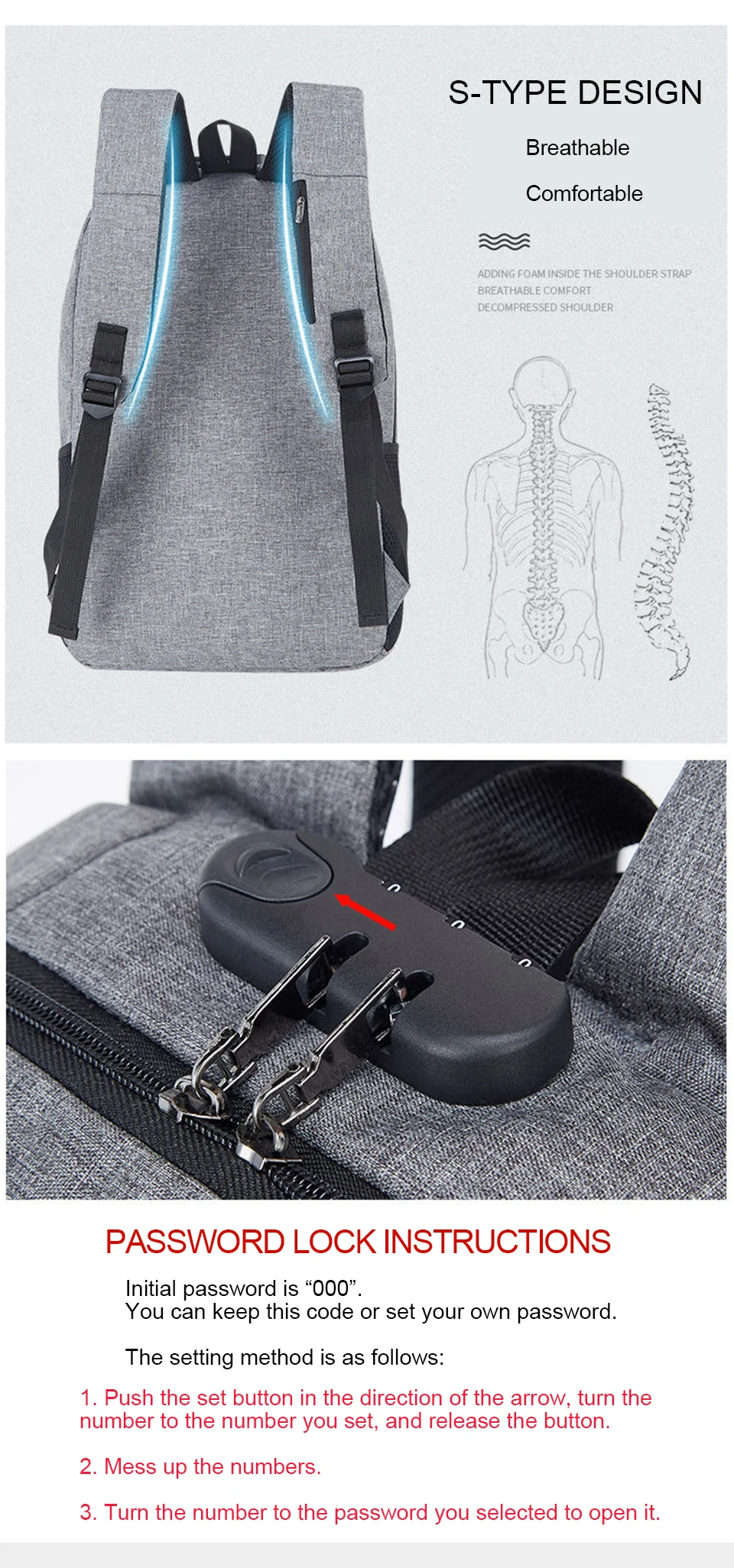 Anti Theft Backpack Men Backpacks Laptop 17 Inch 15.6 Male Female Backpacking USB Charging Student Notebook Bagpack Travel Bags (4)