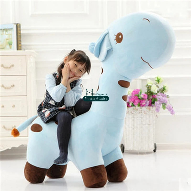 Dorimytrader Jumbo Animal Giraffe Plush Chair 125cm Stuffed Soft Cartoon Giraffe Sofa Toy Load 80kg on the Back Cute Leisure Doll DY61660(1)