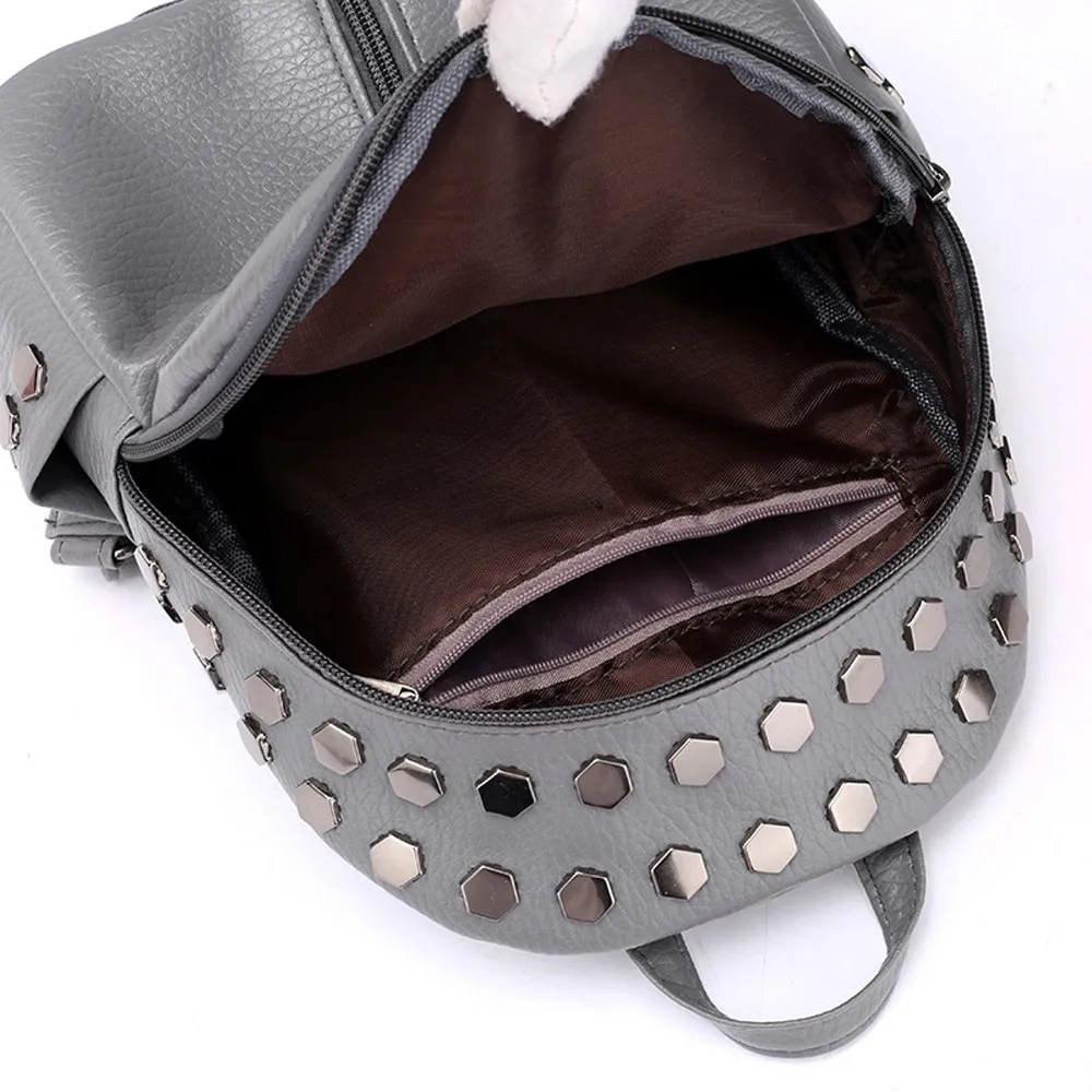 Женский рюкзак для девочек-подростков из искусственной кожи в консервативном стиле, школьный рюкзак с серебряными заклепками, женская сумка, рюкзак для путешествий