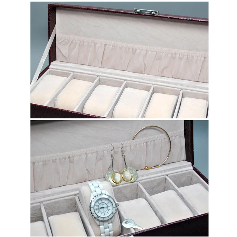 Russia Shipping Leather Watch Box Case Serpentine Buckskin Cashmere for Men Wrist Display Jewelry Organizer Storage KQS8