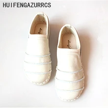 HUIFENGAZURRCS/обувь из натуральной кожи обувь на плоской подошве ручной работы художественная обувь в стиле ретро mori girl простая Модная Белая обувь 4 цвета