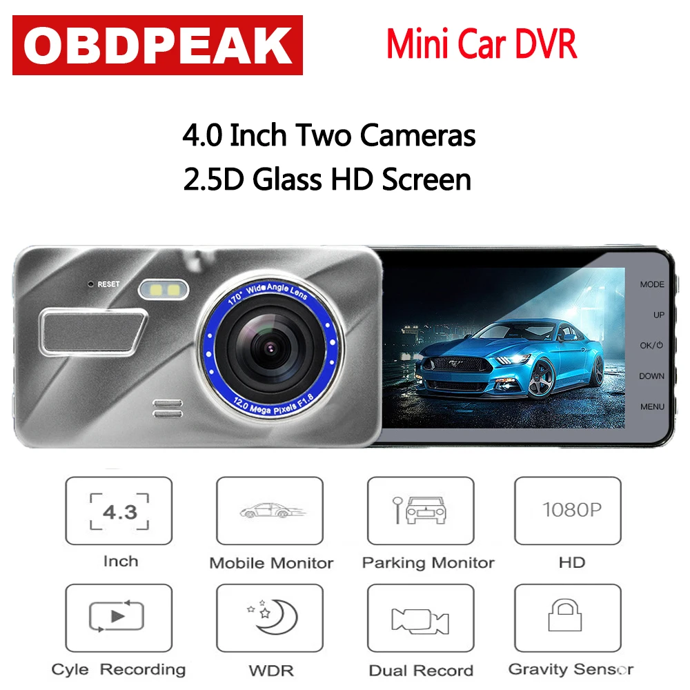 

4.0 Inch Car DVR Camera Rearview Mirror FHD 1080P Digital Video Recorder Dash Cam Dual Lens DVR Dash Camera Auto Registrator
