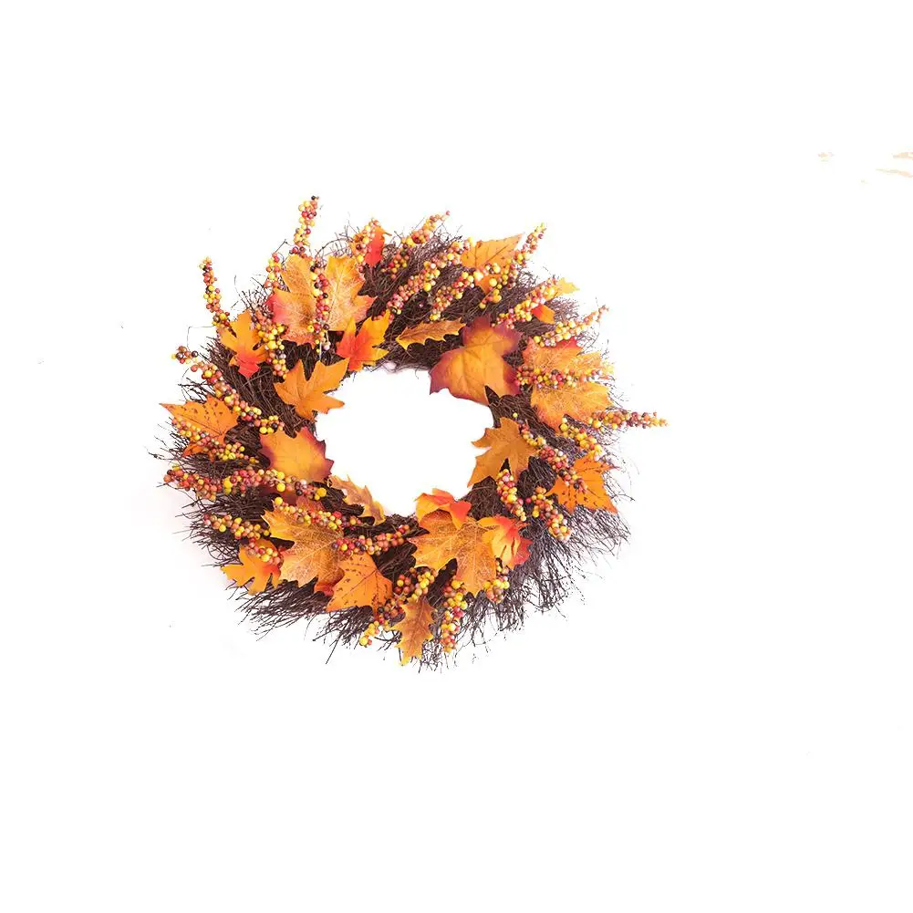 

AsyPets Thanksgiving Day Door Simulation Berry Maple Leaf Door Wall Ornament Large Wreath Garland