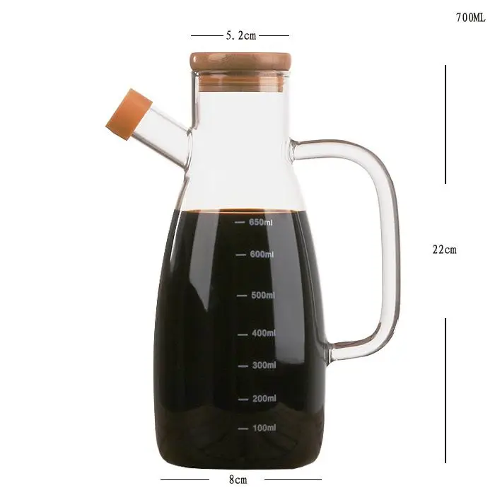 Бессвинцовое стеклянное масло может кухонные принадлежности масленка анти-боковая утечка масло может бутылка с соевым соусом бутылки для уксуса кунжута масленка Lecythus - Цвет: 700ml