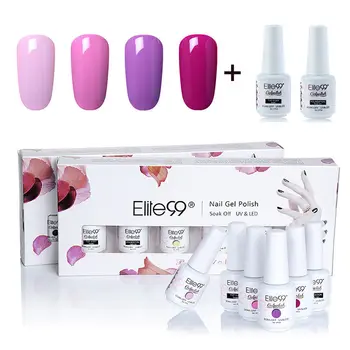 Elite99 8ml 6 teile/los Gel Nagellack Reine Farbe Gel Lack Top Basis Mantel Mit Geschenk Box Soak Off nail art Design Gel Lack