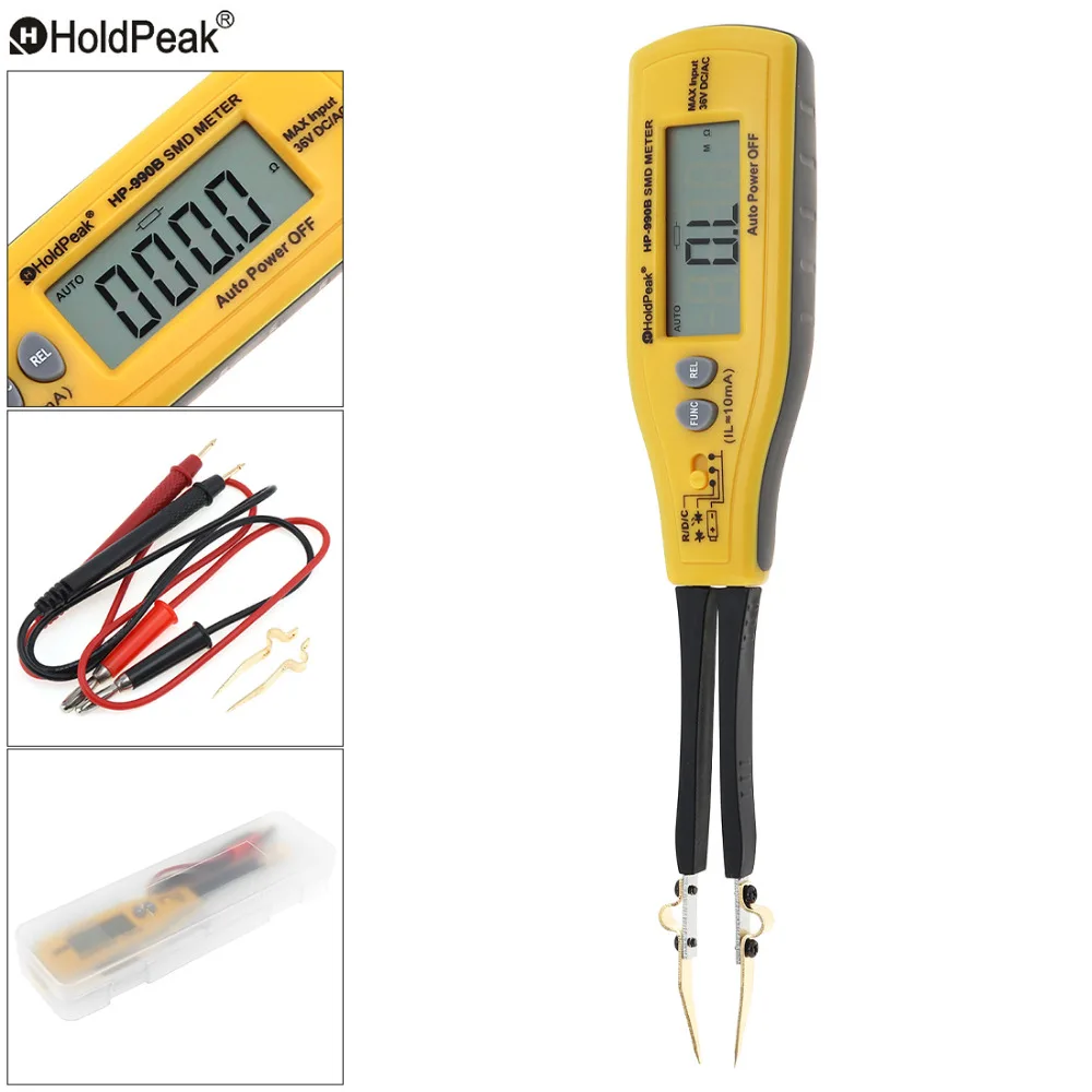 

Metal SMD Universal Tester Smart Tweezers Multimeter with Needle Tip Probe Leads for Resistor / Capacitor /Battery Power Test