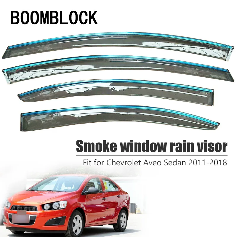 

High Quality 4pcs Smoke Window Rain Visor For Chevrolet Aveo Sedan 2018 2017 2016 2015 2014 2013 2012 2011 ABS Guard Accessories