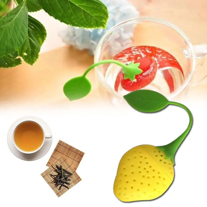 

Durable Reusable Silicone Fruit Shape Mesh Ball Tea Spice Strainer Teakettle Locking Tea Filter Spice Tool Kitchen Accessory