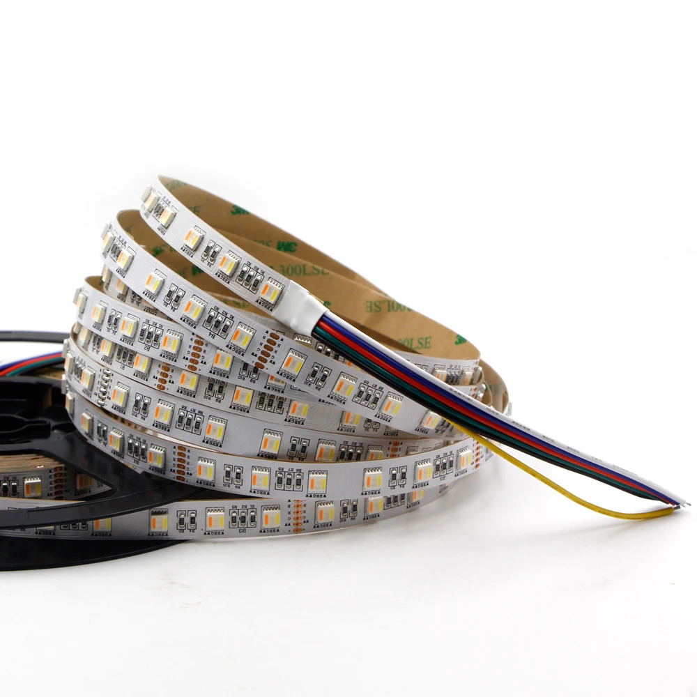 12 мм PCB RGB CCT 5 м Светодиодная лента 5050 12В 24В гибкий свет + белый теплый цветов в 1