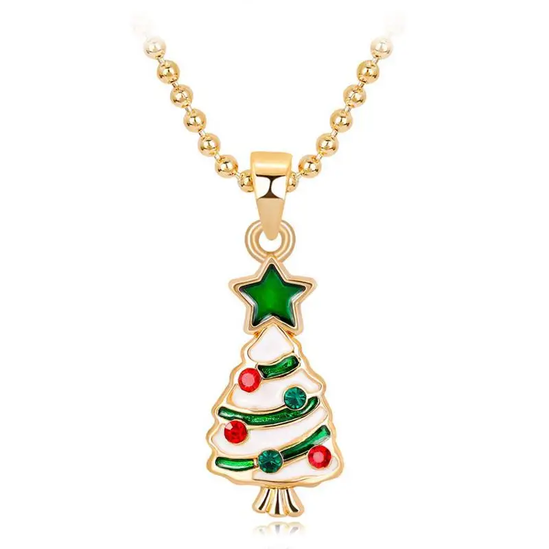 Christmas Necklaces Gold Tree Enamel Pendant Necklace for Women Gifts Party Jewellery | Украшения и аксессуары