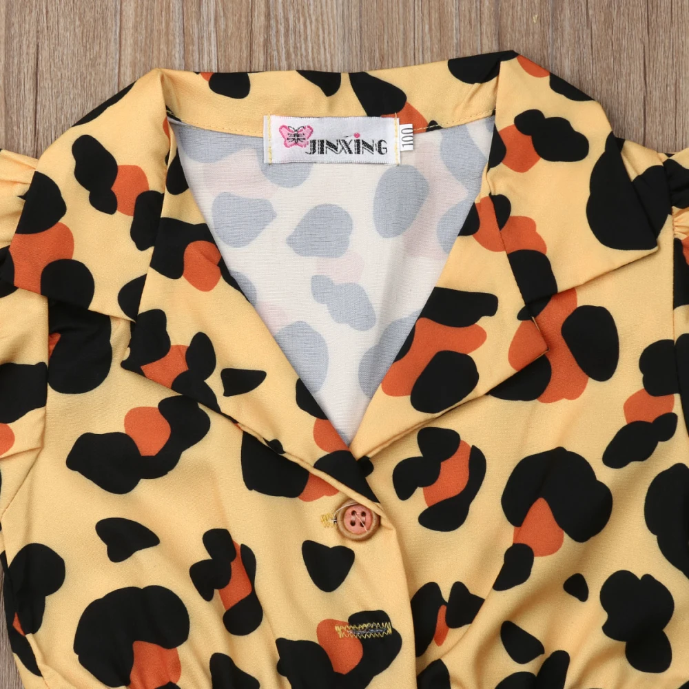 1-5Years летняя одежда для маленьких девочек с оборками леопардовый комбинезон Детские комбинезоны пляжный костюм