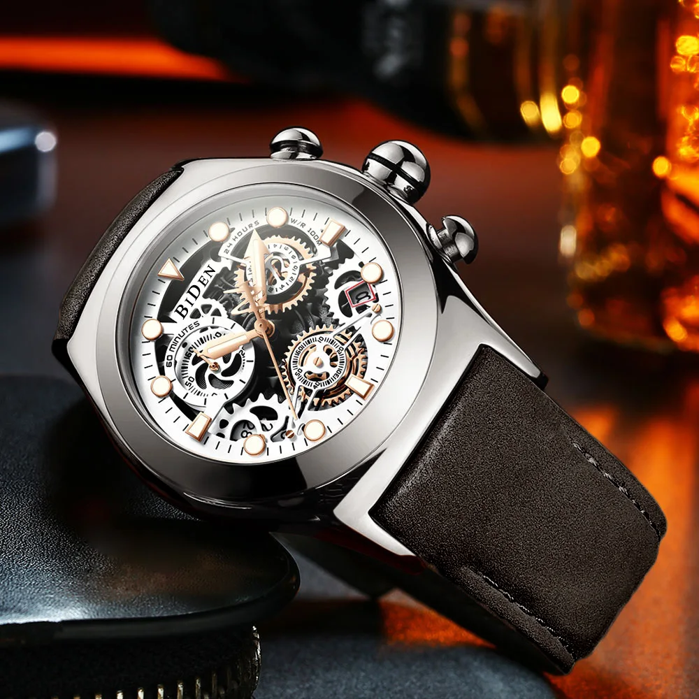 BIDEN-Fashion-Special-3D-Gear-Dial-Mens-Quartz-Watches-Men-Leather-Strap-Chronograph-Sport-Analog-Wristwatch (3)