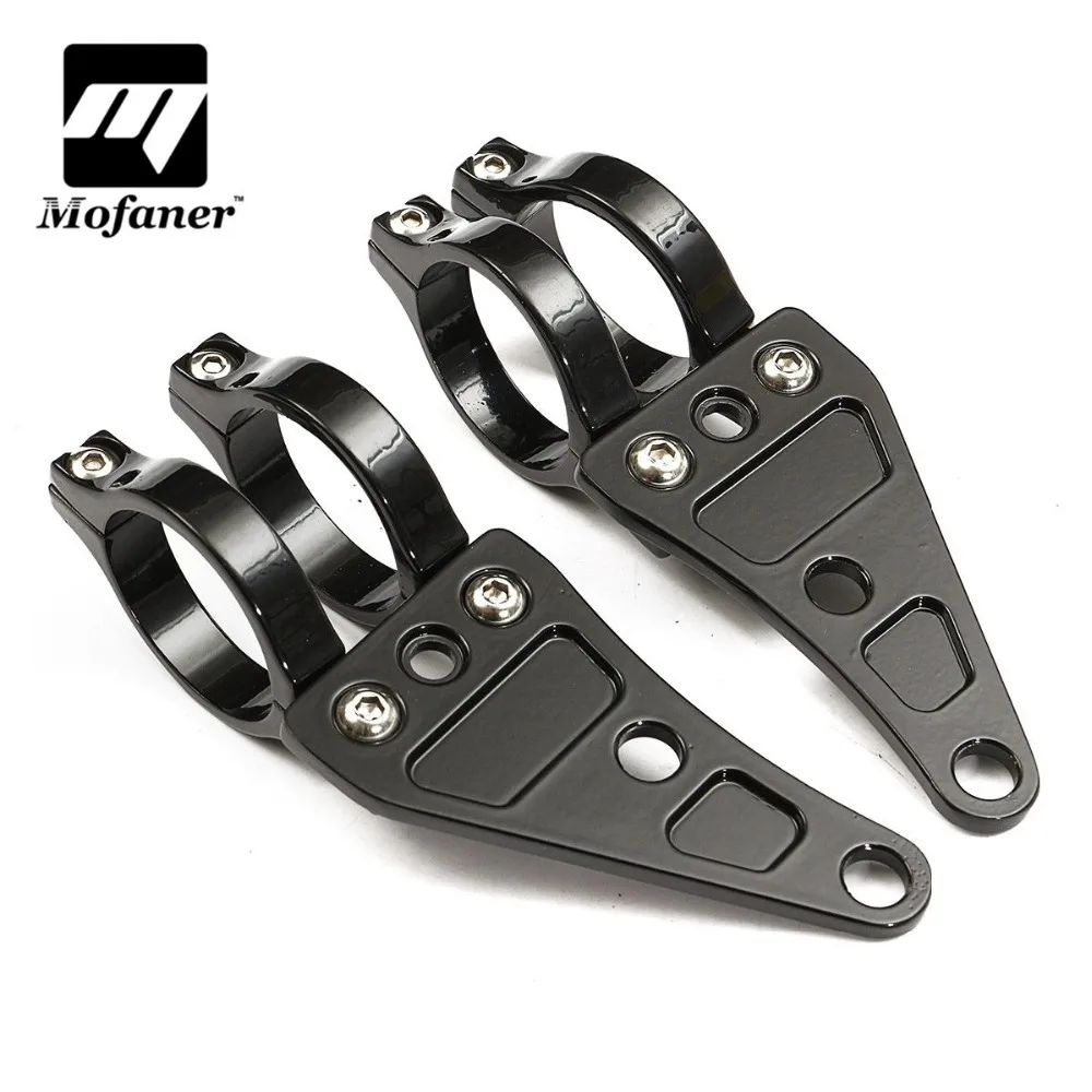 Online Negro par de 41mm de aluminio del faro motocicleta soporte de montaje de la horquilla para Harley helicóptero café Racer