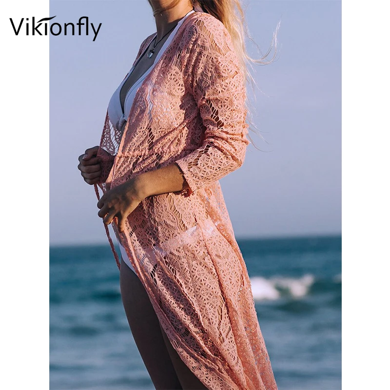 Vikionfly длинное пляжное покрытие для женщин вязание крючком прикрытие для бикини летняя одежда купальный костюм накидка на купальный костюм купальное платье Пляжная одежда