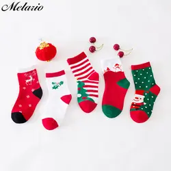 Melario/носки Весна-Осень-зима, детские носки для маленьких мальчиков и девочек детские носки с узором в виде снежинок, лося, Санта-Клауса