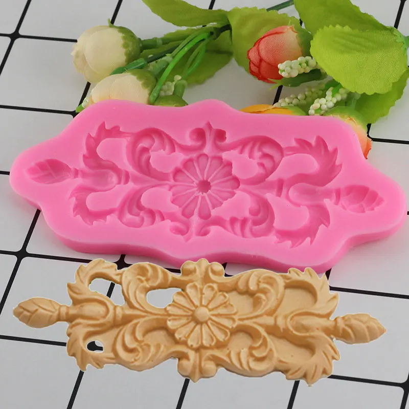 

Mujiang Baroque Scrolls Relief Silicone Lace Mold Daisy Cake Border Decorating Fondant Molds Candy Chocolate Gumpaste Moulds