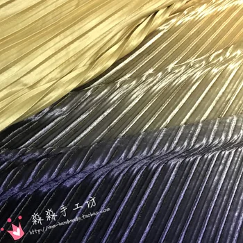 

Pleated Fabric silk In Autumn and Winter, Cloth and Gold Gradually Change To Dark Blue, Light Organ, Pleats