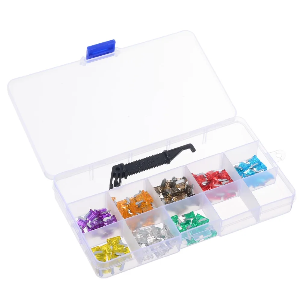 New 100pcs Micro Auto Car Mini Blade Fuses Assortment Kit with Black