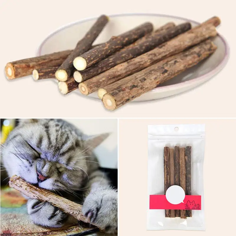 5Pcs/Pack Pet Cat Chew Stick Treat Toy Molar Tooth Cleaning Stick