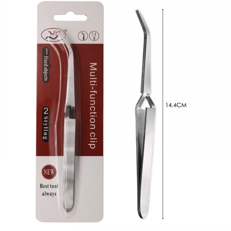 

14.5cm Silver Stainless Steel Nail Tweezers Sticking Rhinestones Menacure Tool pick up Small beads TR17&&&1PCS