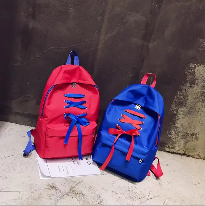 

2018 new shoulder student backpack color bow double backpack college wind large capacity fashion travel backpack