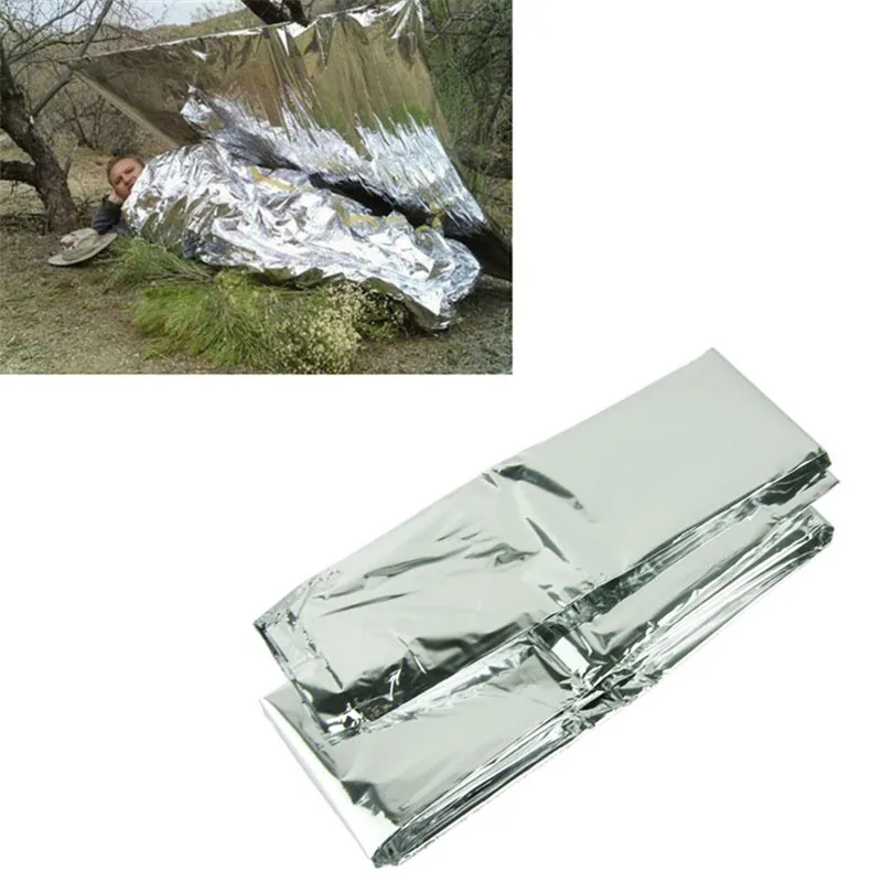 Серебряное тонкое аварийное одеяло спасательный занавес открытый спасательный