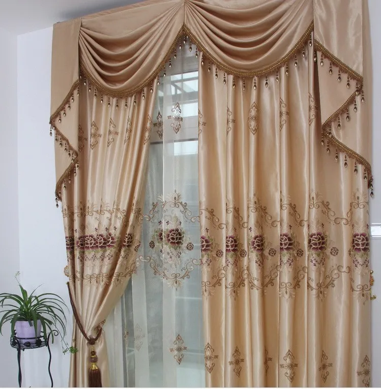 

Ready curtain 3pcs /lot, embroidered curtains with hooks/punching/rod pocket , Adjust length for different size