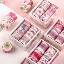 10 pçs washi conjunto de fita adesivos scrapbooking lavagem lavagem cinta adesivos decorativa whasi flor kawaii papel japonês lote