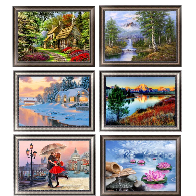 

Landscape Diamond Cross Stitch, Pastoral Landscape Lovers DIY, 5D, Rhinestones, Diamond Embroidered Resin Diamonds