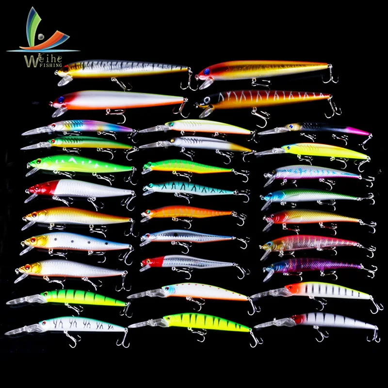 

31pcs Mixed Fishing Lure Set Minnow Baits high carbon steel treble hook Wobblers Set Lifelike Fake Fishing Accessories