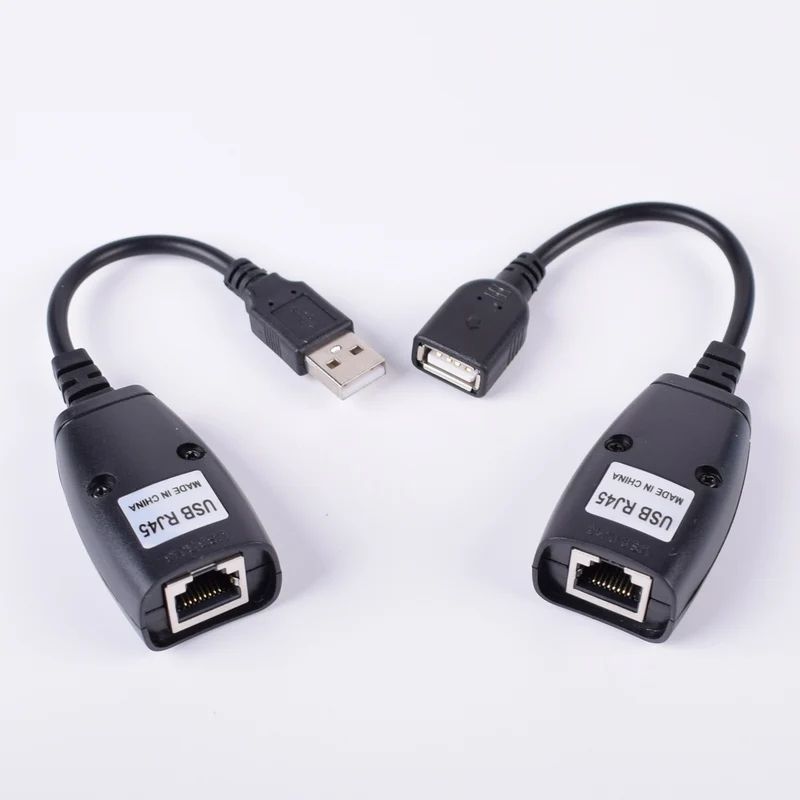 

2PCS/Set Up To 150ft Practical Adapters USB 2.0 Wired Lan Cables To RJ45 Extender Ethernet Extension Cable