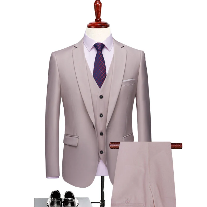 6XL Groom Men Dress Suits With Pants Three Piece Elegant Italian Business Suits Wedding Suit for Groom/Best Man Prom Party Wear