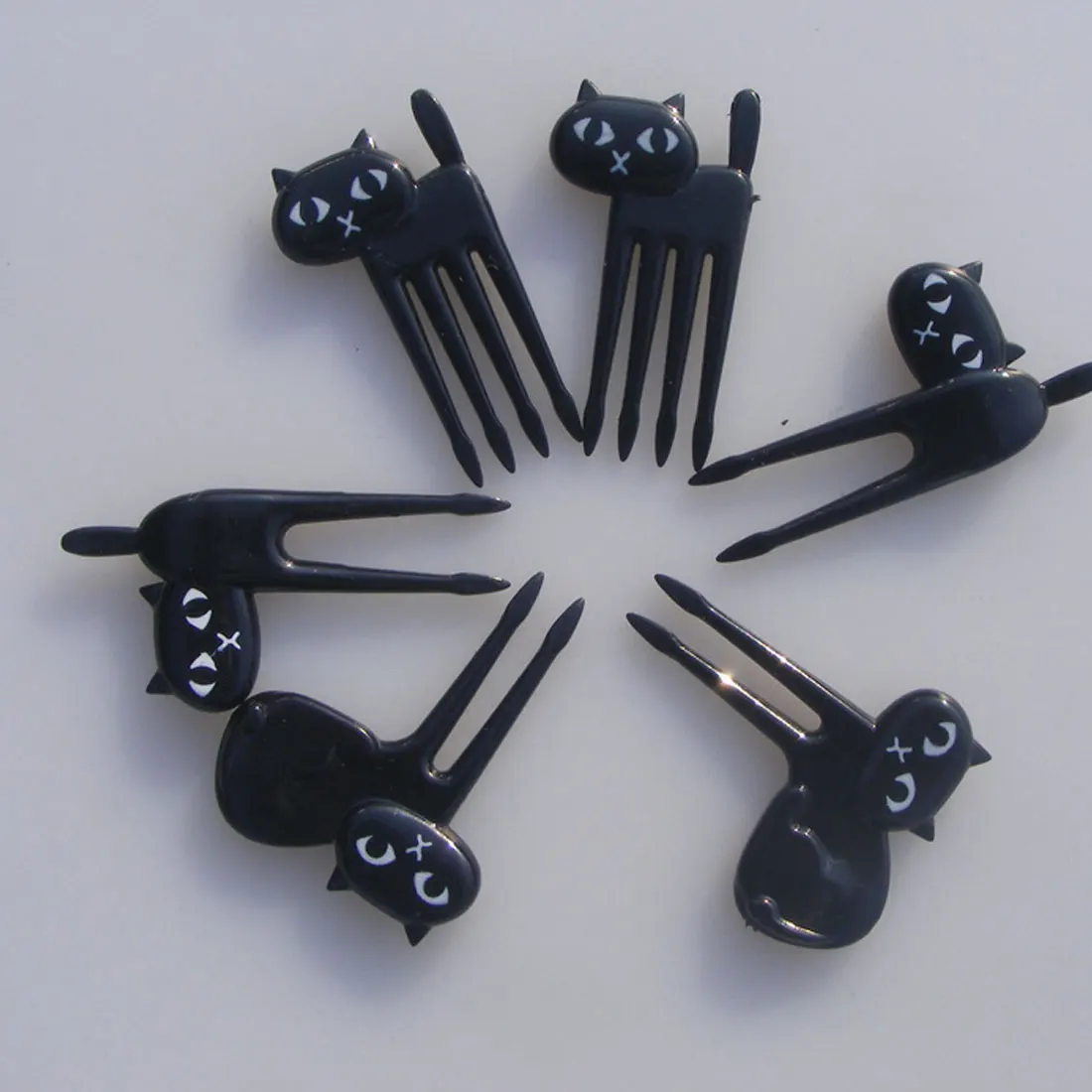 

New 6 PCs Little Black Cat Fruit Forks Cute Cartoon Fork for Kitten Easy Decoration Sign Happy Gifts of Eco-Friendly dropship