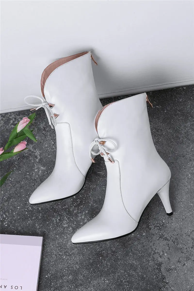 MORAZORA/ г. молния с острым носком натуральная кожа элегантные ботинки на тонком каблуке женские ботинки модная обувь на высоком каблуке сапоги размеры 33–43