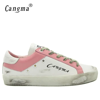 

CANGMA Mens Trainers Shoes Men Sneakers Genuine Leather Shoes Casual Male Adult Breathable Shoes Low Man Flat Footwear