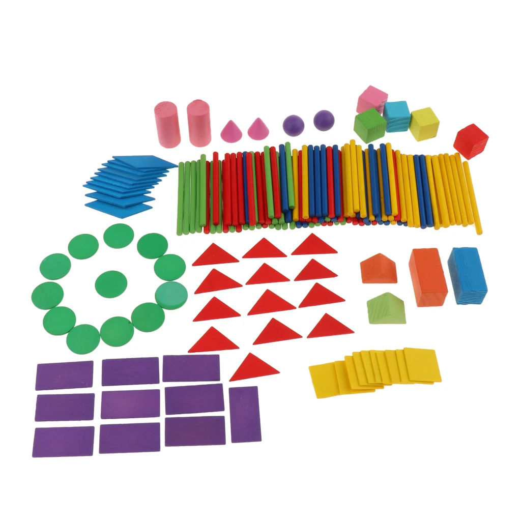 Multi-Color Counting Stick & Geometric Shapes Blocks Calculation Math Learning Toy for Kids Toddlers Gift