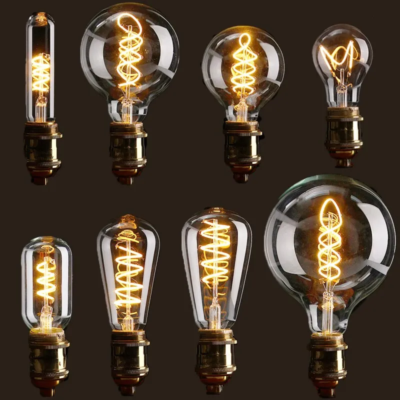 Винтажный светодиодный светильник, лампа Эдисона E27 4 Вт, лампа с регулируемой яркостью, промышленная лампа накаливания, ретро стеклянный праздничный светильник, люстра, светильник, Декор