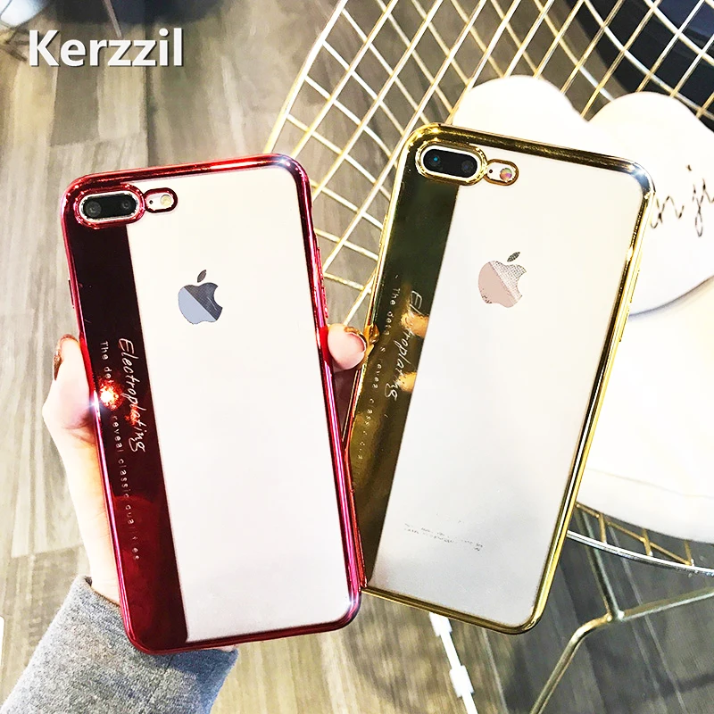 Модный чехол Kerzzil из ТПУ с металлическим покрытием для iPhone 6 6S 7 8 Plus роскошный