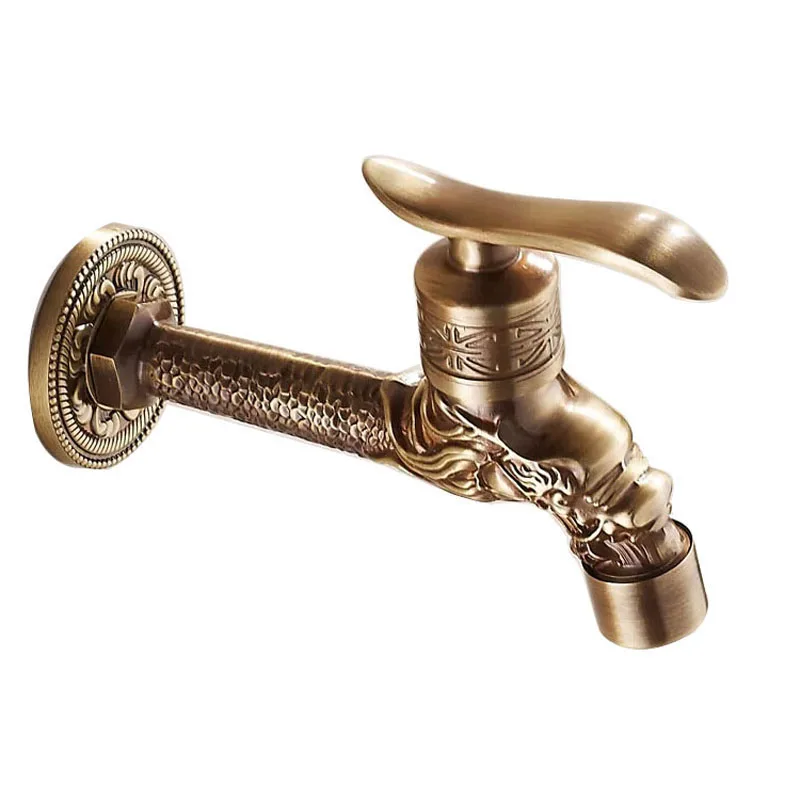 Antique Dragon Lever Handle Wall Mount Outdoor Garden Faucet Laundry ...