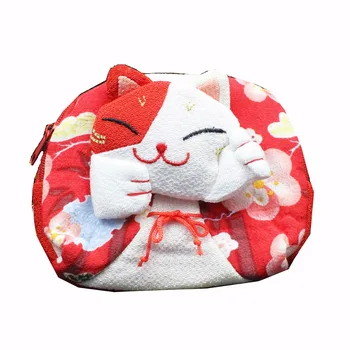 

M299 Cute Lucky Cat A Variety Of Image 5 Styles Zipper Zero Wallet Cloth Coin Purses Canvas Bag Women Student Gift