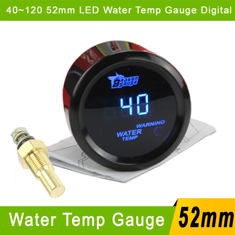 Dragon gauge Black Water Temp gauge 2" /52mm Digital Water temperature