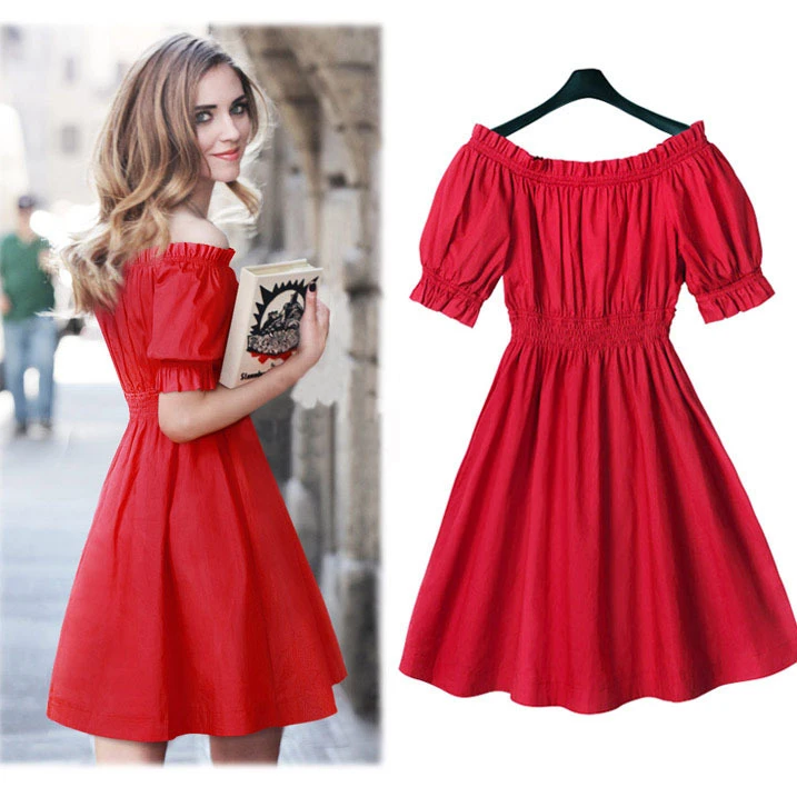 lidelse Konvention Tid Summer Red Dresses For Women Off The Shoulder Tunic Uk Style Kawaii Retro  Dress Ladies Plus Size Clothing Vestidos Verano|dress for|dress for  womenred dresses for woman - AliExpress