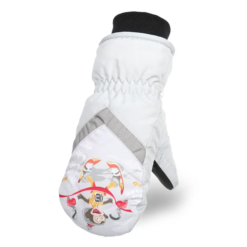 Мужские детские лыжные перчатки флисовые сноубордические перчатки снегоходы мотоциклетные зимние перчатки ветрозащитные водонепроницаемые зимние перчатки унисекс - Цвет: white