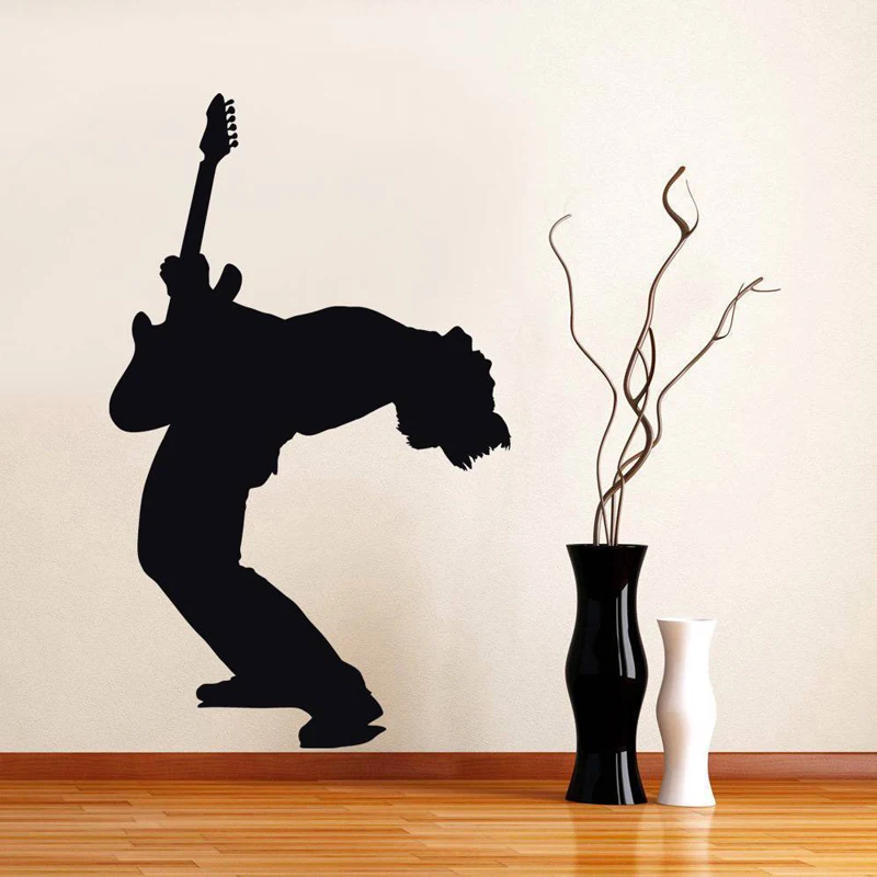 Guitar Player Wall Stickers for Music Room Background Art Decoration