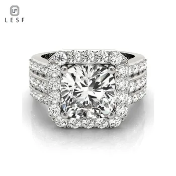 

LESF Luxury 3 Carat Fashion Jewelry 925 Sterling Silver Female Engagement Wedding Ring Round Cut