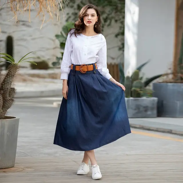 Denim Skirts Cheap Plus Size Skirts And Dresses Denim Maxi Skirts