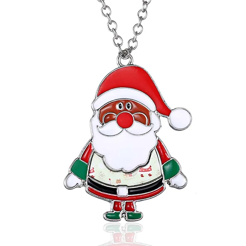 2018 Рождественский Цепочки и ожерелья Модные женские украшения звено цепи Санта Клаус ожерелье из мультфильма кулон рождественские серии