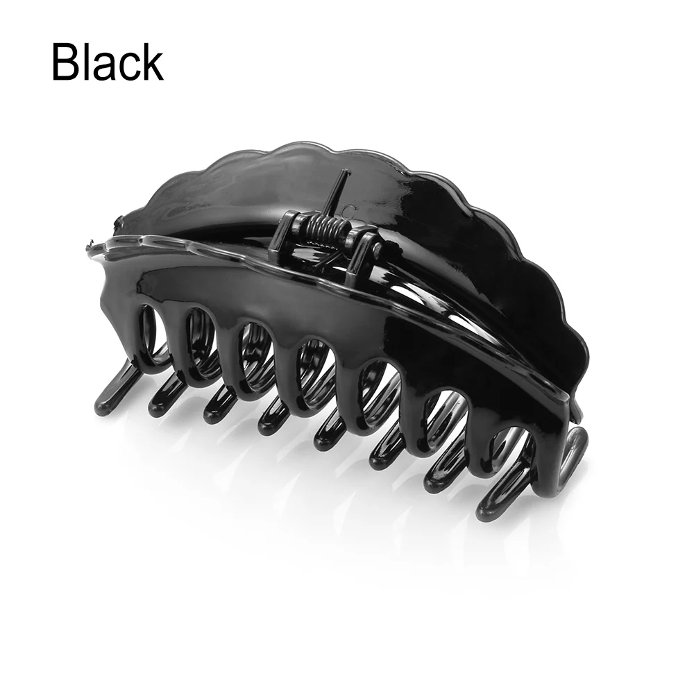 Hollow Out Hair Claw Clips Colorful Hairpin Women Scrub Black Plastic Carving Crab For Hair Large Size Hair Clamps New Fashion - Цвет: black